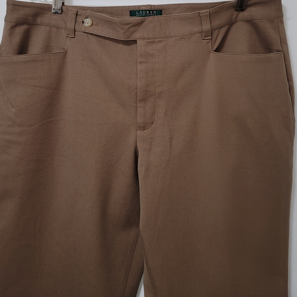 New Lauren Ralph Lauren Womens Brown Adelle Stretch Cotton Straight Leg Pants 16 - Picture 5 of 15